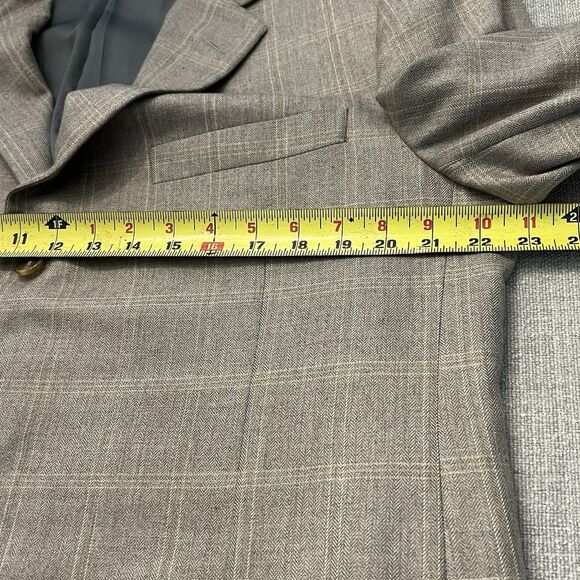 Hickey Freeman Madison Mens Beige Windowpane Cashmere Silk Sport Coat 46R - Picture 5 of 13